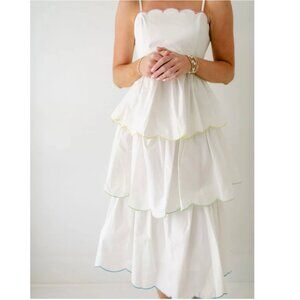 English Factory Scallop Tiered Midi Dress White size S